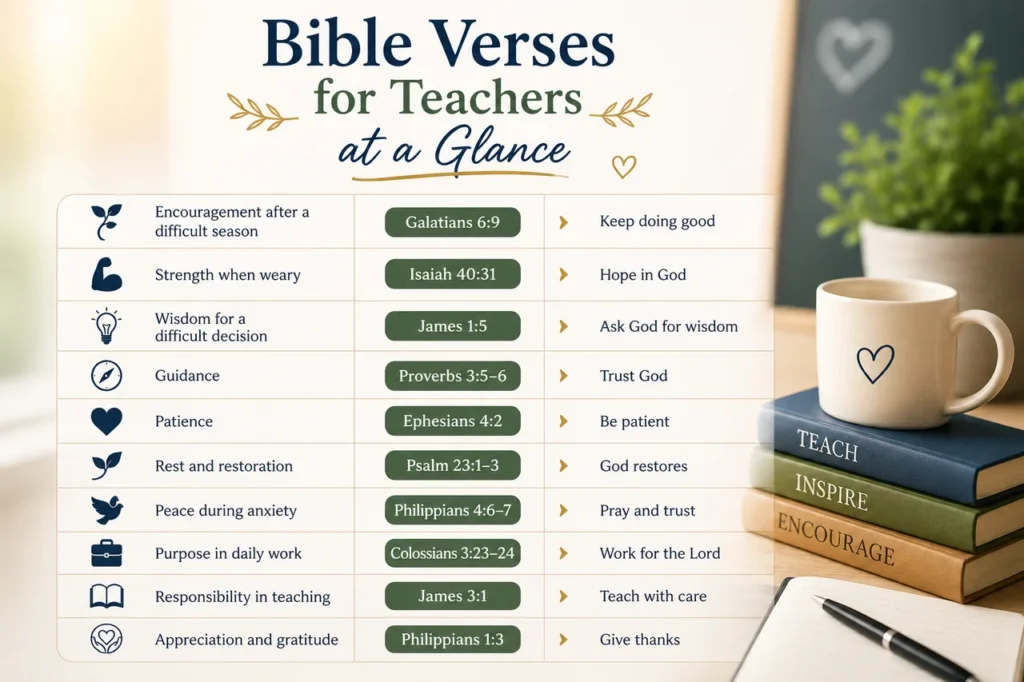 Bible Verses for Teachers at a Glance