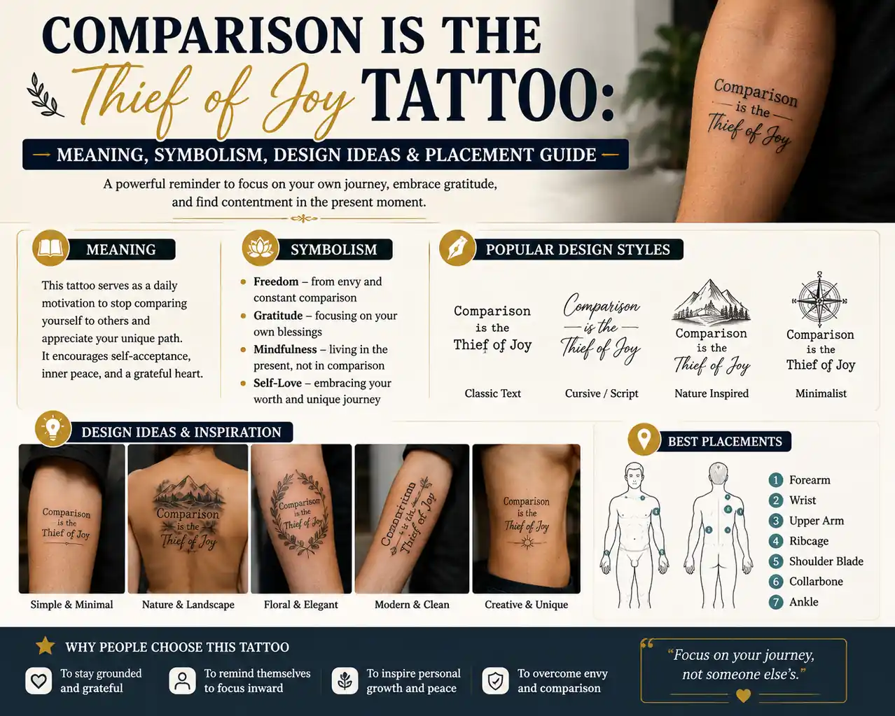 Comparison Is the Thief of Joy Tattoo Meaning, Symbolism, Design Ideas & Placement Guide