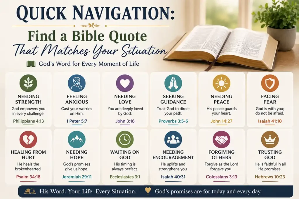 Quick Navigation Find a Bible Quote That Matches Your Situation